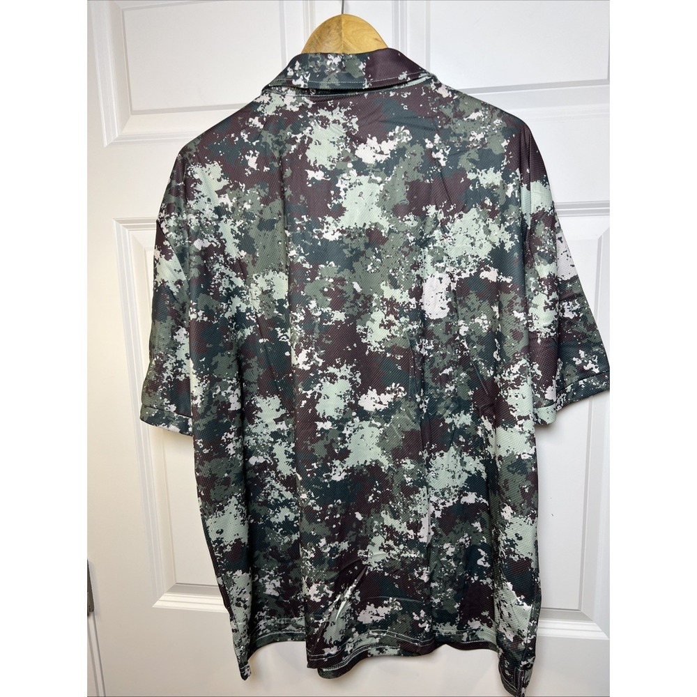 Novelty Men's 2XL Green Camo Golf Polo Shirt w/ Sleeve Pencil Pocket NEW IN BAG